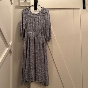 Pologram Blue Ditsy Floral Midi Dress